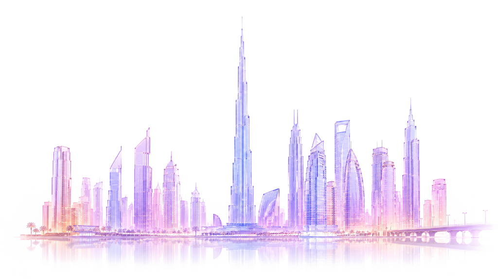 Dubai Skyline Glass 3D Illustration